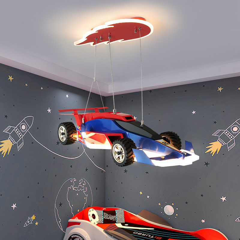Baby Nursery Chandelier - レーシングカーライト子供部屋シャンデリアレーシングスポーツカーモデルランプLED暖かい保育園ベビールーム男の子寝室シャンデリア