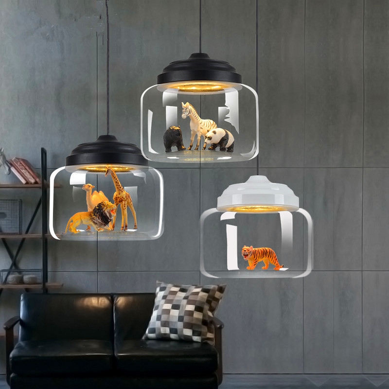 Baby Nursery Chandelier - 子供の動物ガラスのシャンデリア、子供部屋、保育園、男の子、女の子、寝室、ベッドサイドのシャンデリア、DIY