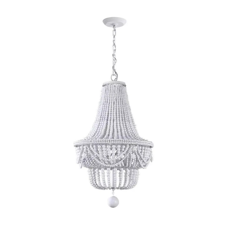 Baby Nursery Chandelier - 木製ビーズシャンデリア 半埋め込み型 ブルーシーリングライト 廊下 ベビー保育園 寝室