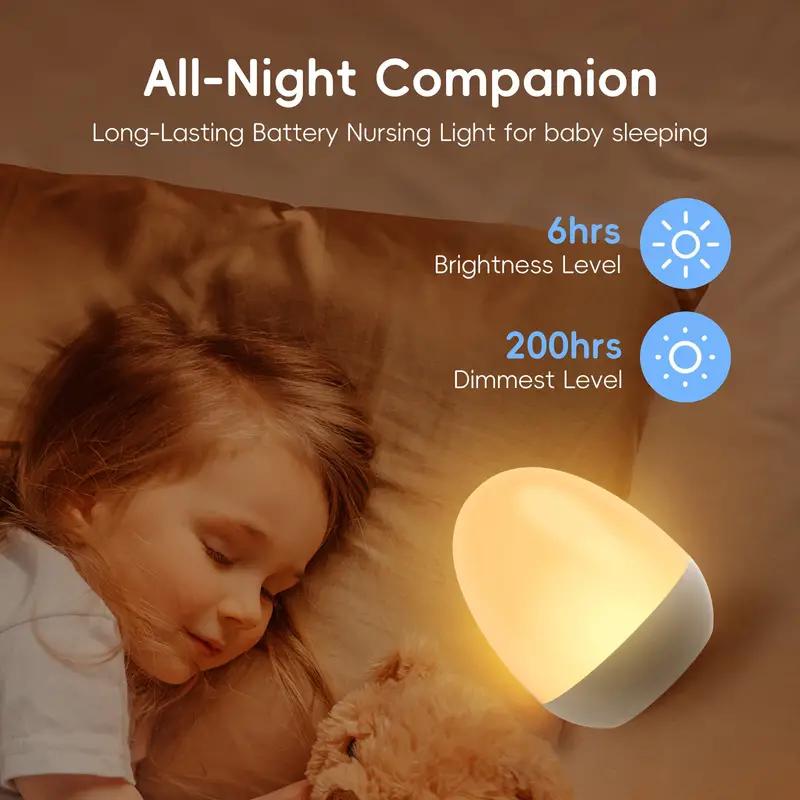 Baby Nursery Egg Light - 充電式のポータブルエッグナイトライト,ベビーケア用のタッチランプ,幼児用の給餌タイマー付きランプ,部屋の温度,子供用