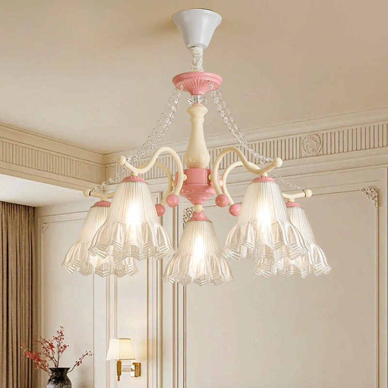 Baby Nursery Chandelier - 北欧子供部屋 LED シャンデリアライト PVC フラワーランプシェード E27