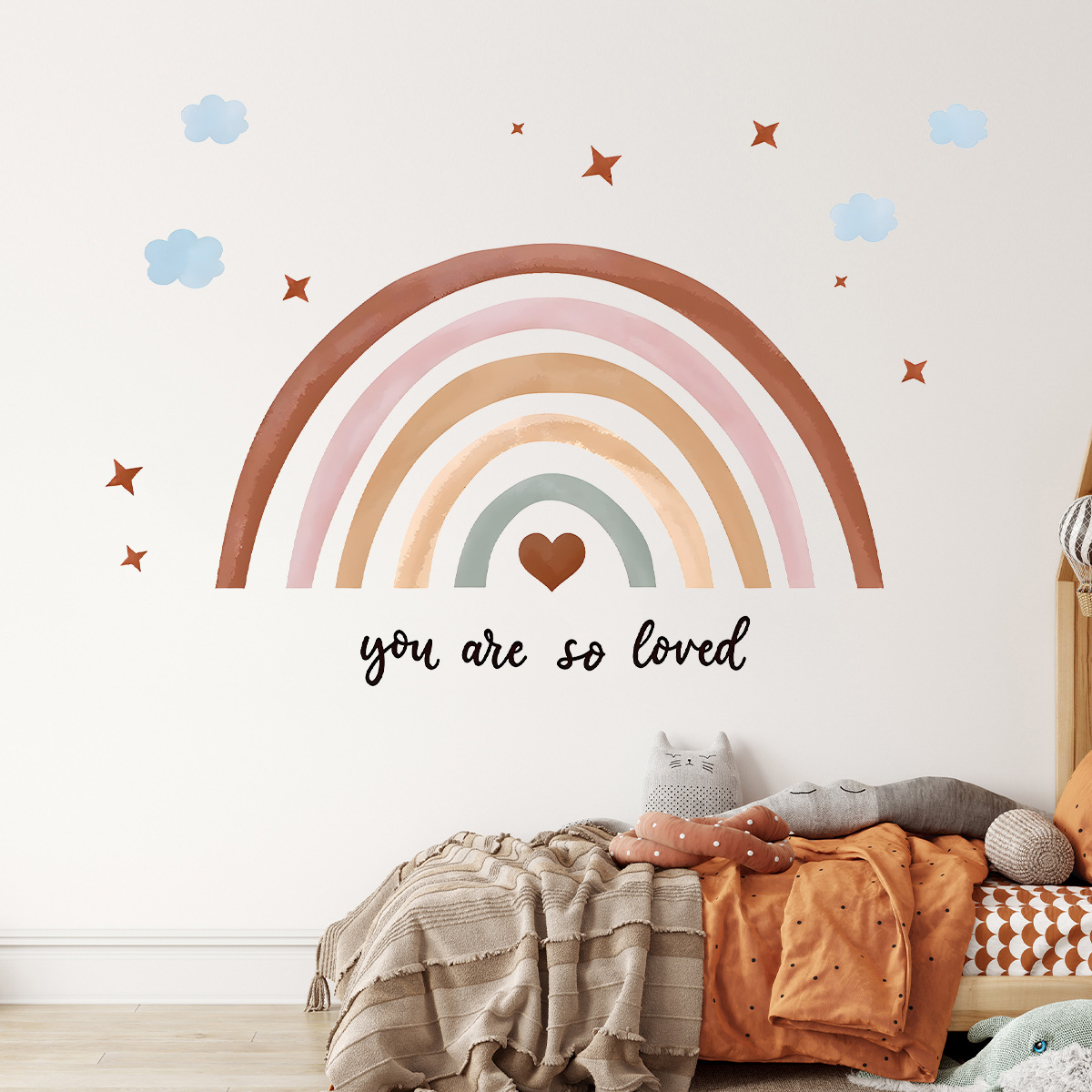 Baby Nursery Peel And Stick Wallpaper - ボヘミアンレインボーウォールステッカー 剥がして貼る壁紙 女の子の寝室 ベビールーム 保育園 教室