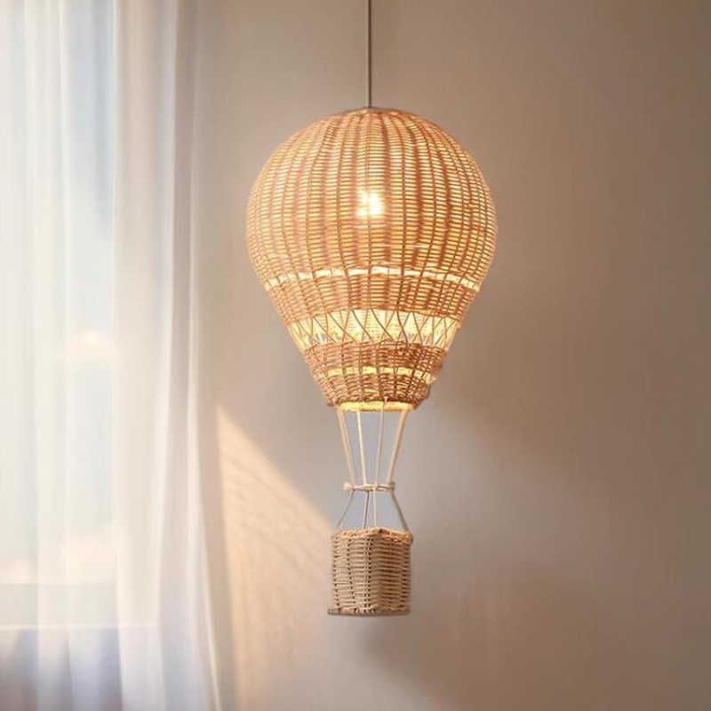 Baby Nursery Chandelier - 熱気球シャンデリア LED 子供部屋籐クラフト手作りランプ赤ちゃん保育園男の子女の子家の装飾寝室の照明