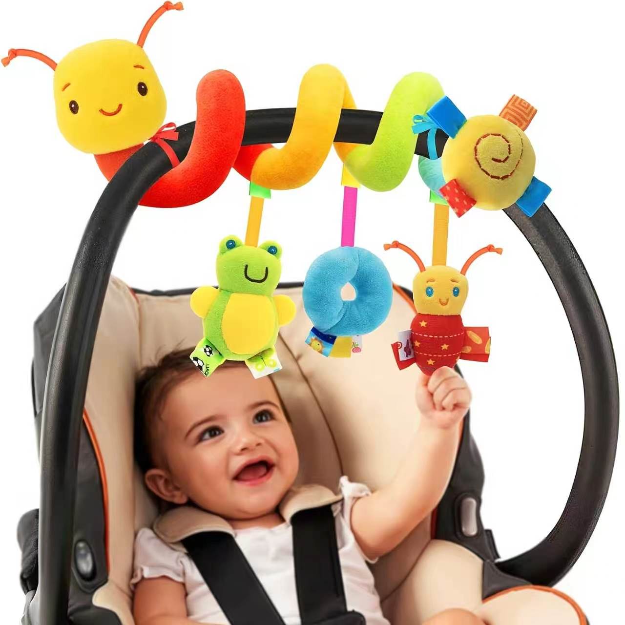Baby Nursery Products - かわいい蜂の吊り下げおもちゃ、ベビーベッドモバイルや車の装飾に、柔らかいぬいぐるみ動物のベッドハンガー、安全ベル付き、乳幼児向け