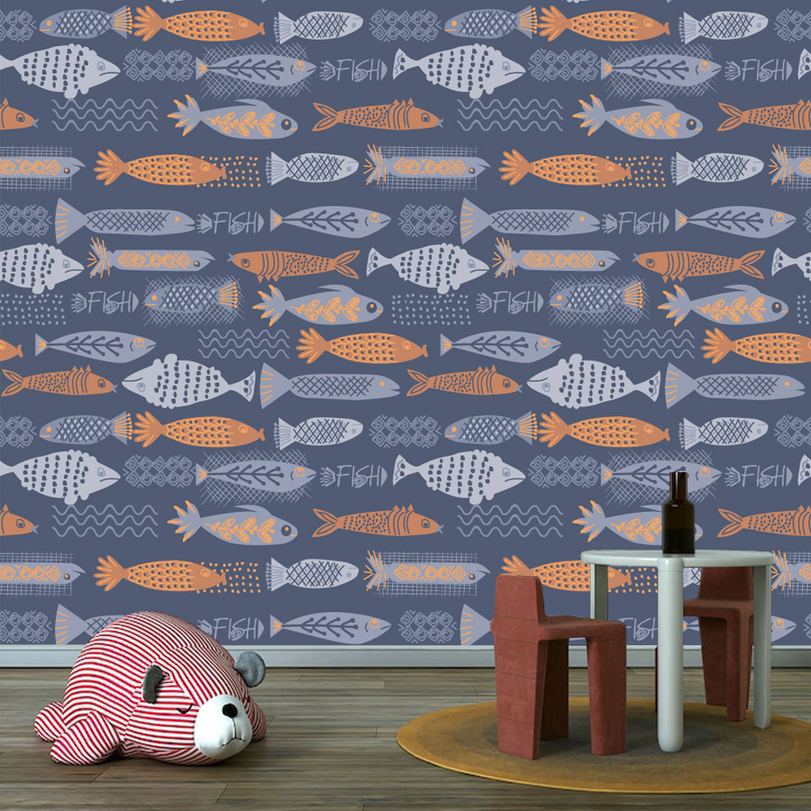 Baby Nursery Peel And Stick Wallpaper - 10+ 魚デザイン防水ピールスティック壁紙リビングルーム用ウォールアートペーパーホームデコレーションベビーキッズ保育園リフォームテレビムラ