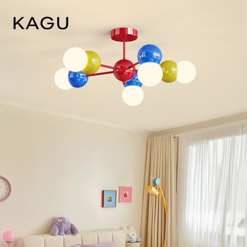 Baby Nursery Chandelier - KAGU バブルボールシャンデリア - カラフルな LED シーリングライト、子供部屋、保育園、寝室用、ロマンチックで温かみのあるベビー照明器具