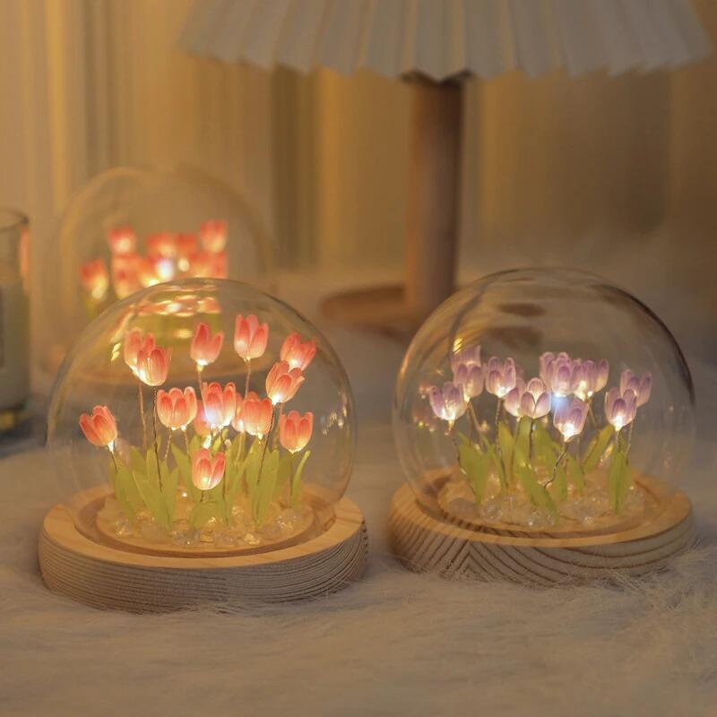 Baby Nursery Egg Light - 人工チューリップの花ナイトライト装飾品手作り DIY ベッドサイド LED ナイトランプ寝室のデスクの装飾誕生日プレゼントテーブルランプ