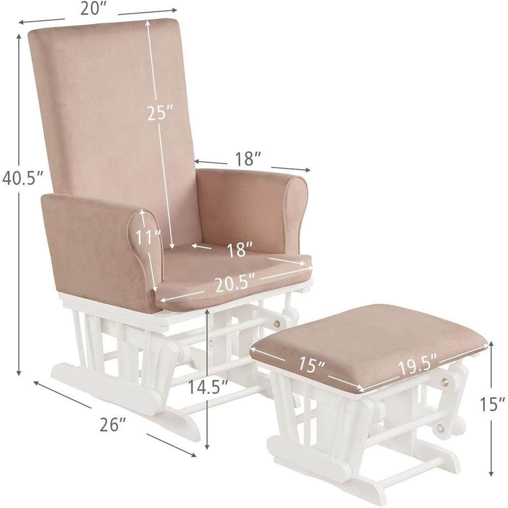 ベビーグライダーとオットマンクッションセット、木製ベビーロッ - Baby Nursery Nurse のレビューと価格
