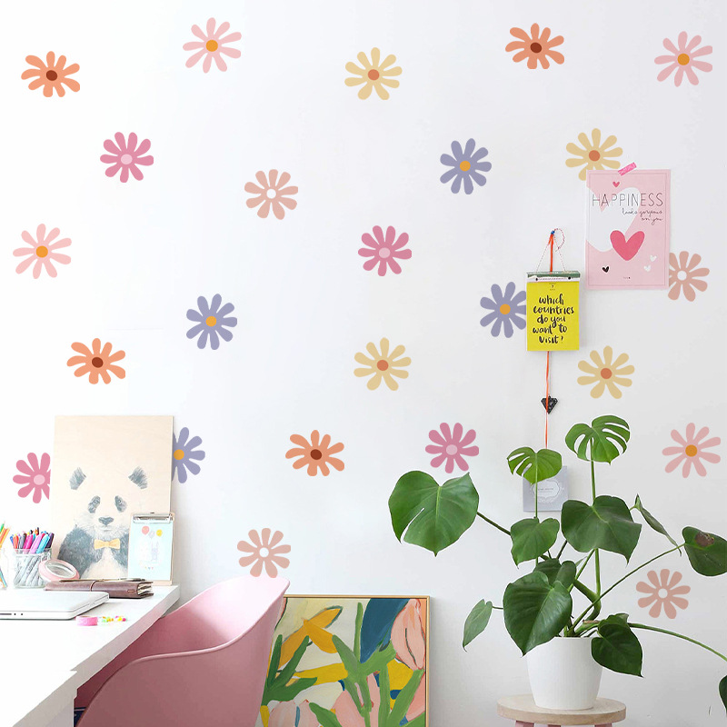 デイジーの花の壁のステッカー子供保育園ビニール壁アートデカー - Baby Nursery Peel And Stick Wallpaper のレビューと価格