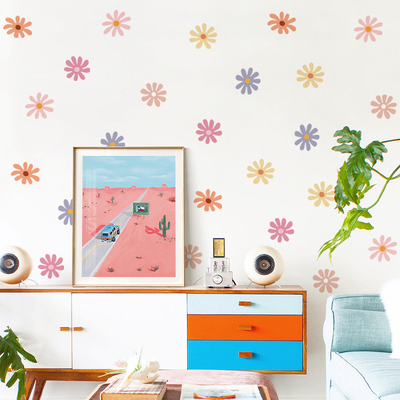デイジーの花の壁のステッカー子供保育園ビニール壁アートデカー - Baby Nursery Peel And Stick Wallpaper のレビューと価格