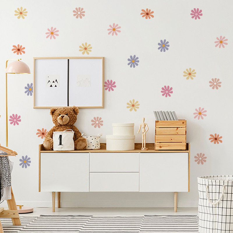 デイジーの花の壁のステッカー子供保育園ビニール壁アートデカー - Baby Nursery Peel And Stick Wallpaper のレビューと価格