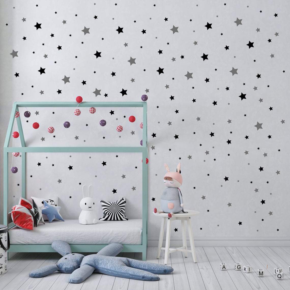 赤ちゃんの部屋のための幾何学的な漫画の壁のステッカー,子供部 - Baby Nursery Products のレビューと価格
