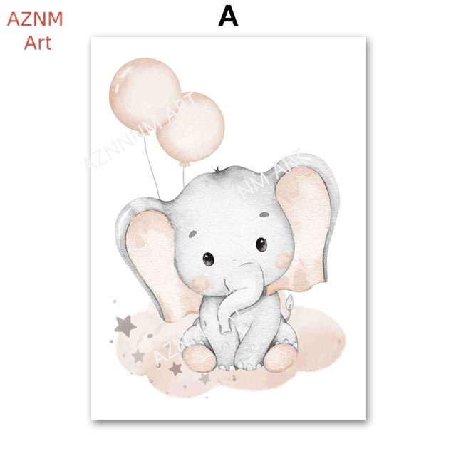 象バルーン虹月星雲スイングベビーキッズポスター壁アート保育園 - Baby Nursery Prints のレビューと価格