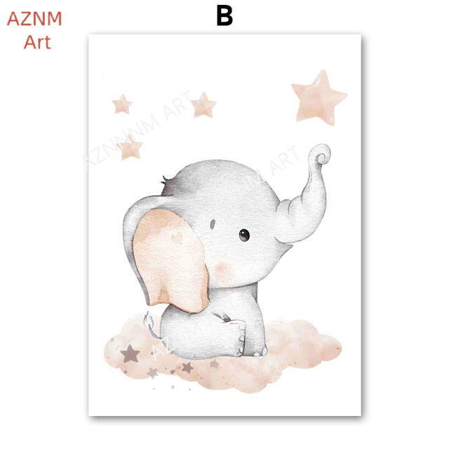 象バルーン虹月星雲スイングベビーキッズポスター壁アート保育園 - Baby Nursery Prints のレビューと価格