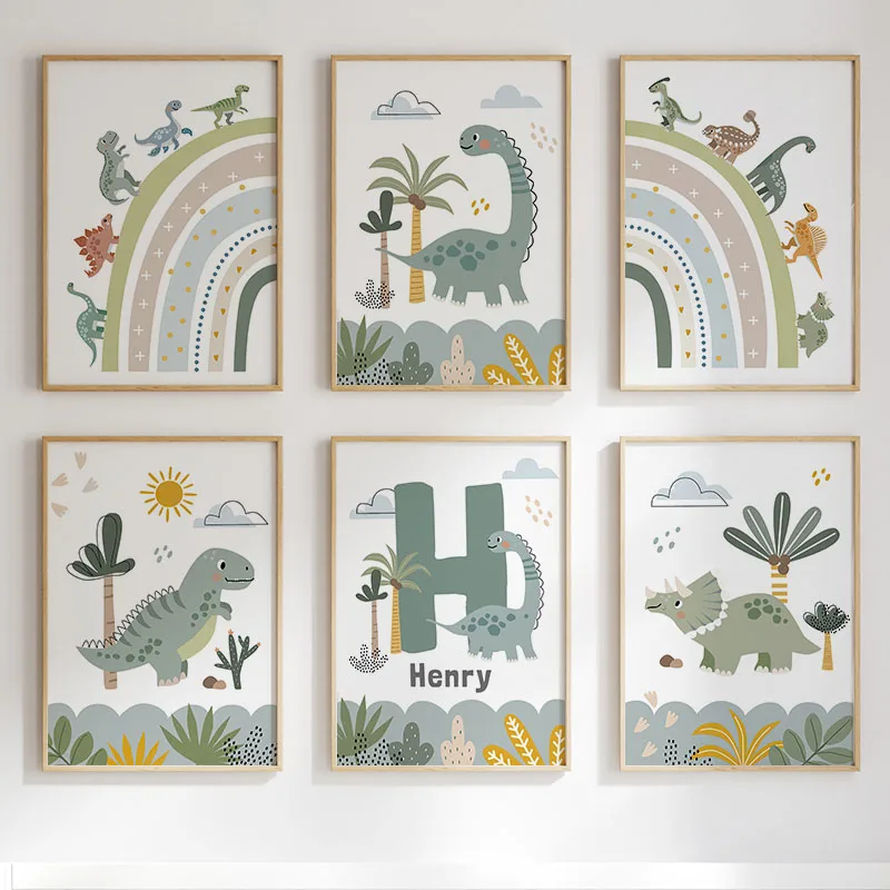 かわいい恐竜 T-レックス ブラキオサウルス保育園壁アートキ - Baby Nursery Prints のレビューと価格