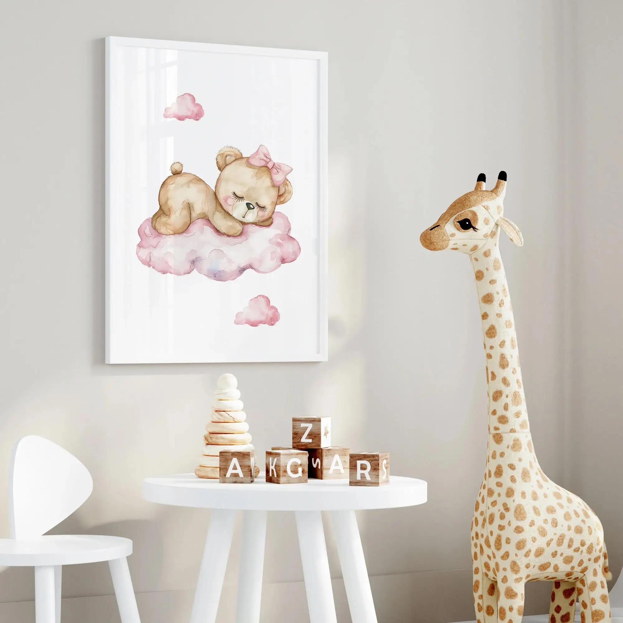 ピンクドリームベアカルーセルテントスイング壁アートプリントキ - Baby Nursery Prints のレビューと価格