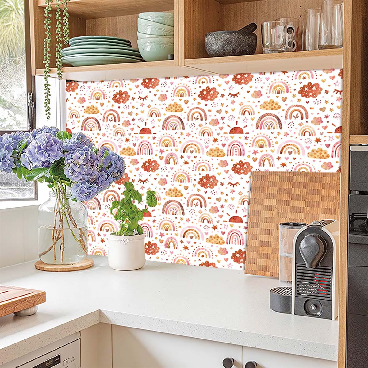 虹の壁紙は剥がして貼るだけの子供用雲とハートの壁紙、自己粘着 - Baby Nursery Peel And Stick Wallpaper のレビューと価格