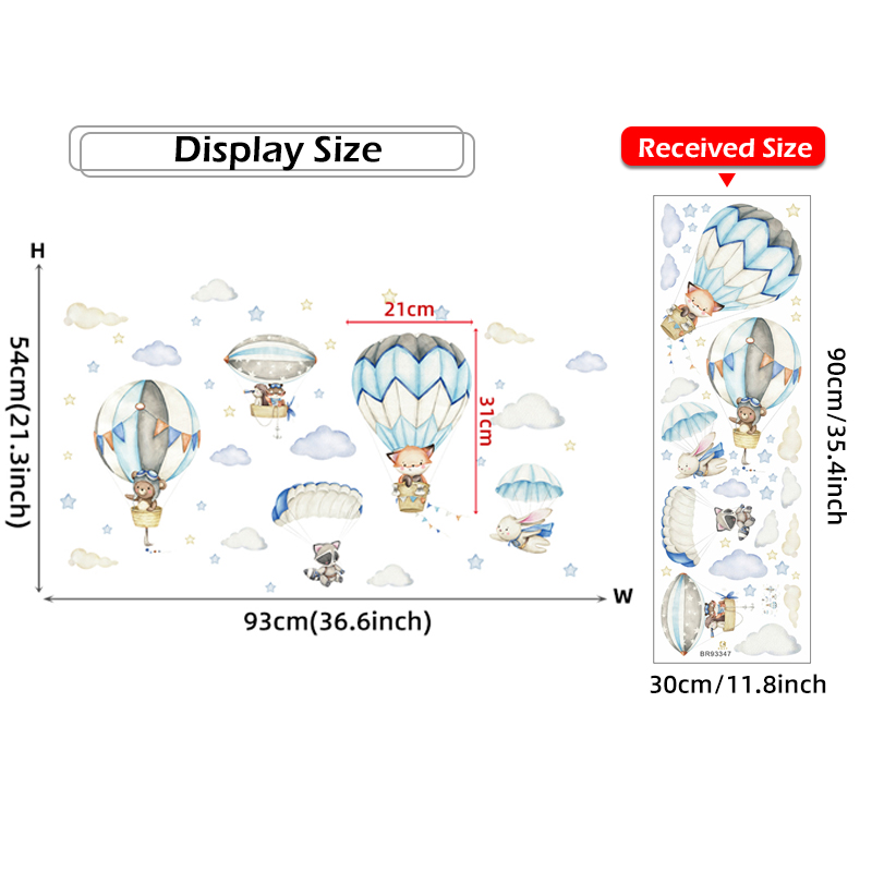 漫画かわいい動物熱気球ウォールステッカーキッズルームベビー保 - Baby Nursery Products のレビューと価格