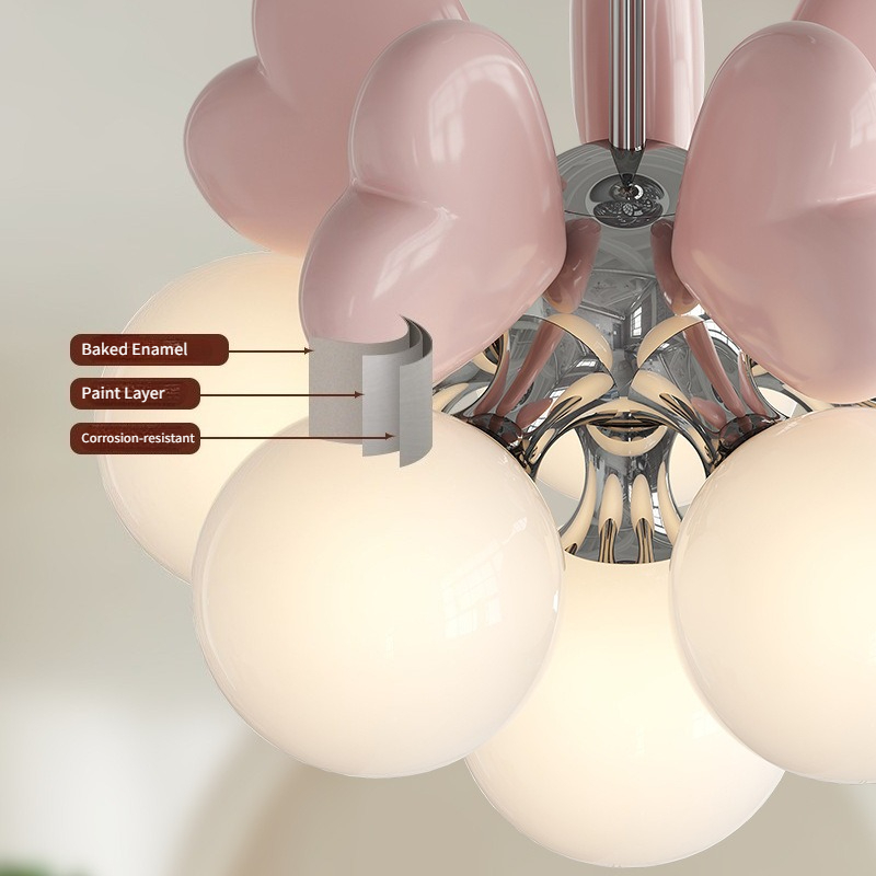 2026年ピンクハートバブルボール装飾LED E27寝室シャ - Baby Nursery Chandelier のレビューと価格