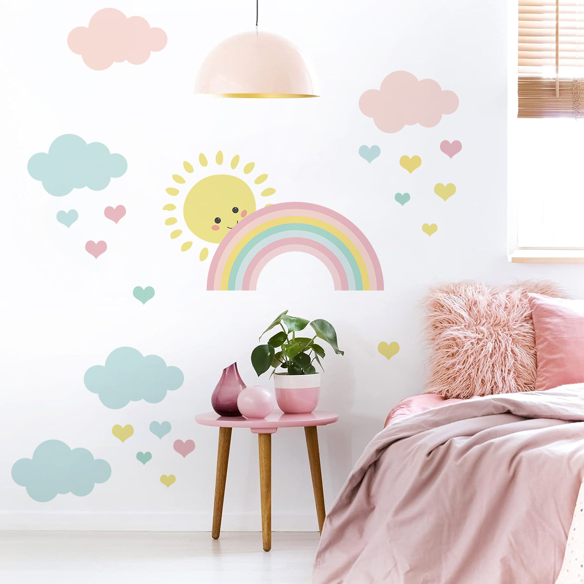 漫画太陽虹雲壁デカール保育園女の子男の子寝室の装飾アートステ - Baby Nursery Decor Boy のレビューと価格