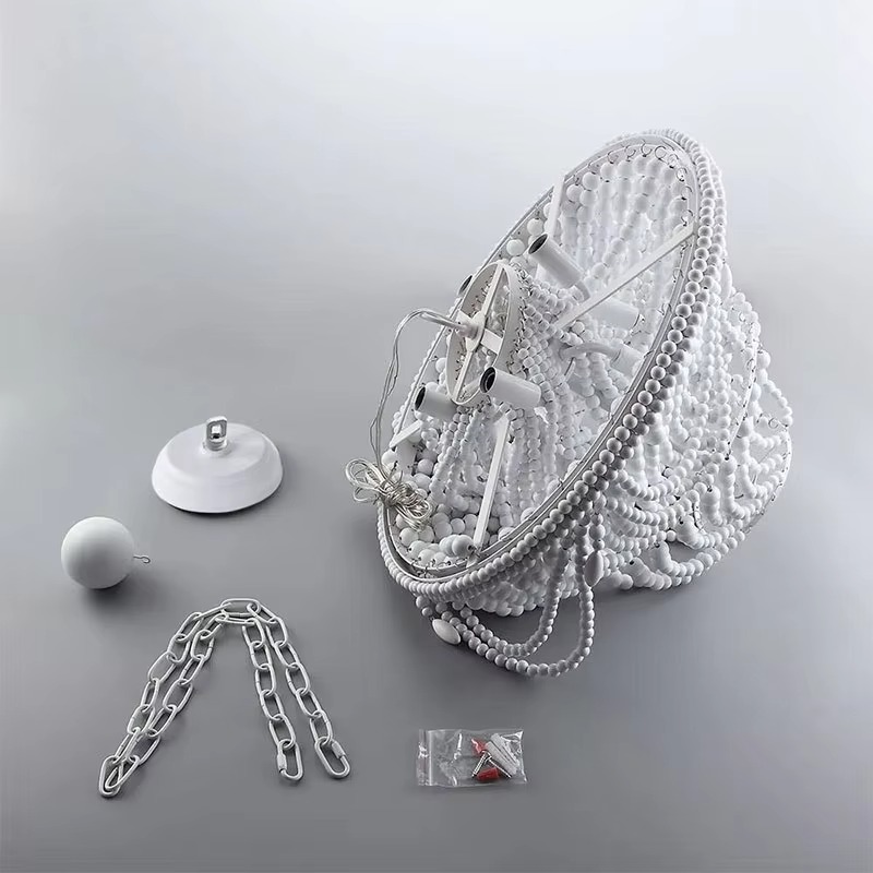 木製ビーズシャンデリア 半埋め込み型 ブルーシーリングライト - Baby Nursery Chandelier のレビューと価格