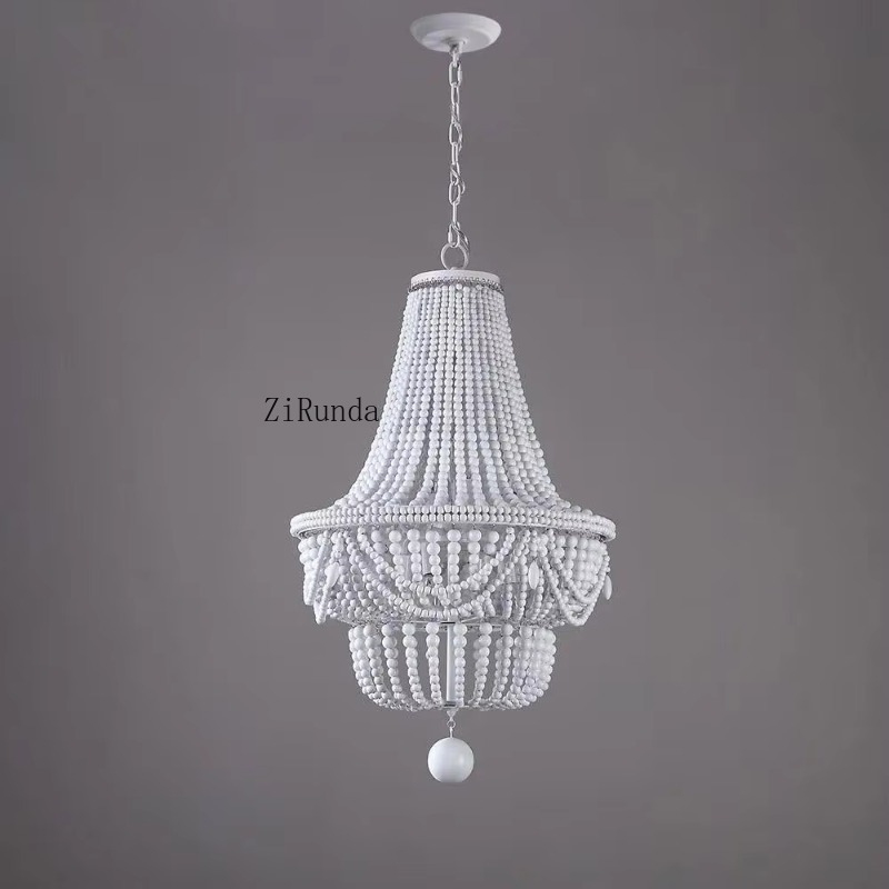 木製ビーズシャンデリア 半埋め込み型 ブルーシーリングライト - Baby Nursery Chandelier のレビューと価格