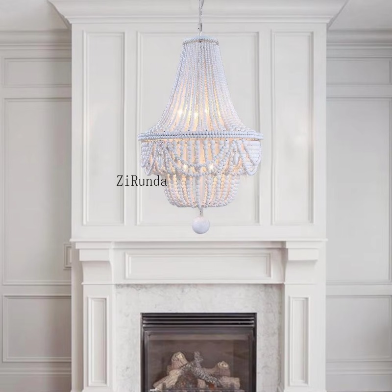 木製ビーズシャンデリア 半埋め込み型 ブルーシーリングライト - Baby Nursery Chandelier のレビューと価格
