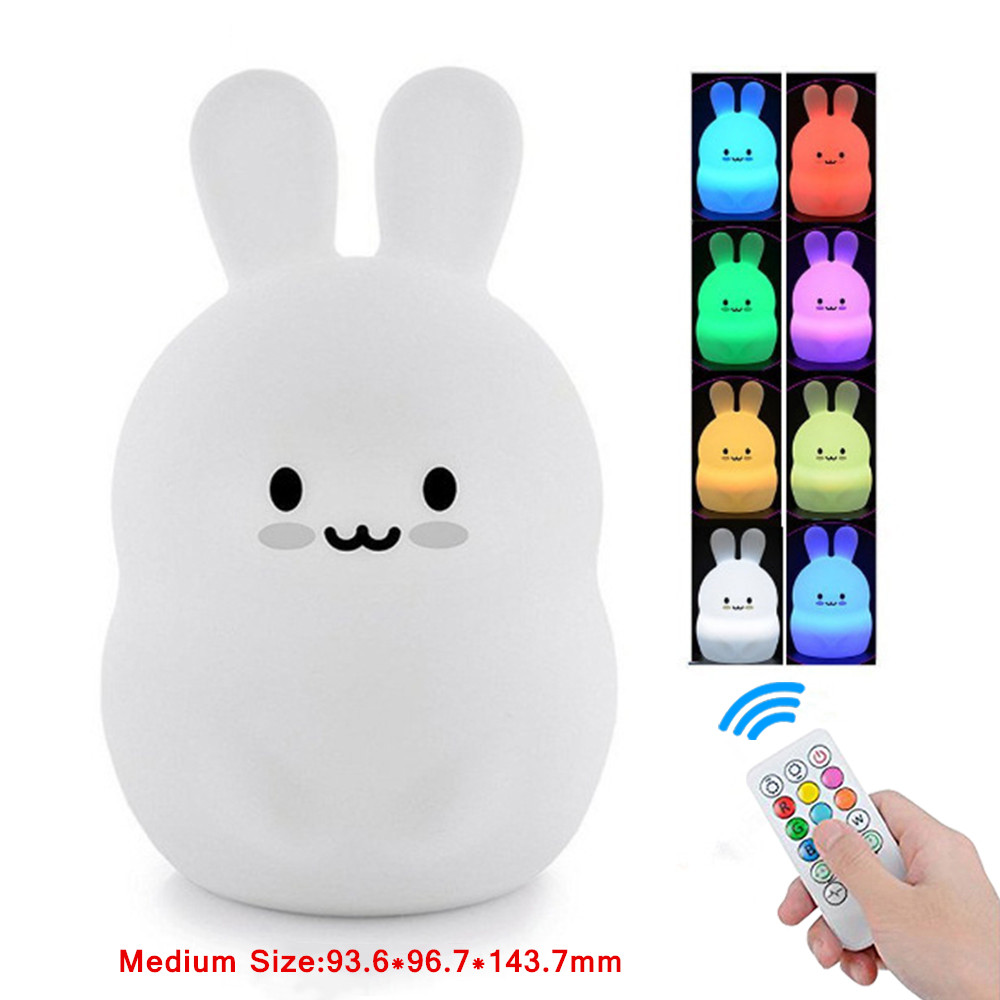 タッチセンサーウサギナイトライトリモコン9色LED調光可能タ - Baby Nursery Egg Light のレビューと価格