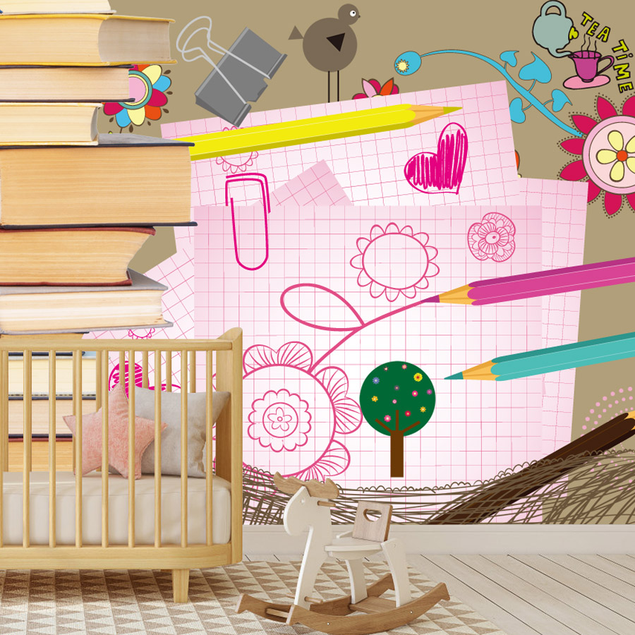 漫画の本の絵を描くのが簡単な貼って剥がせる壁紙、リビングルー - Baby Nursery Peel And Stick Wallpaper のレビューと価格