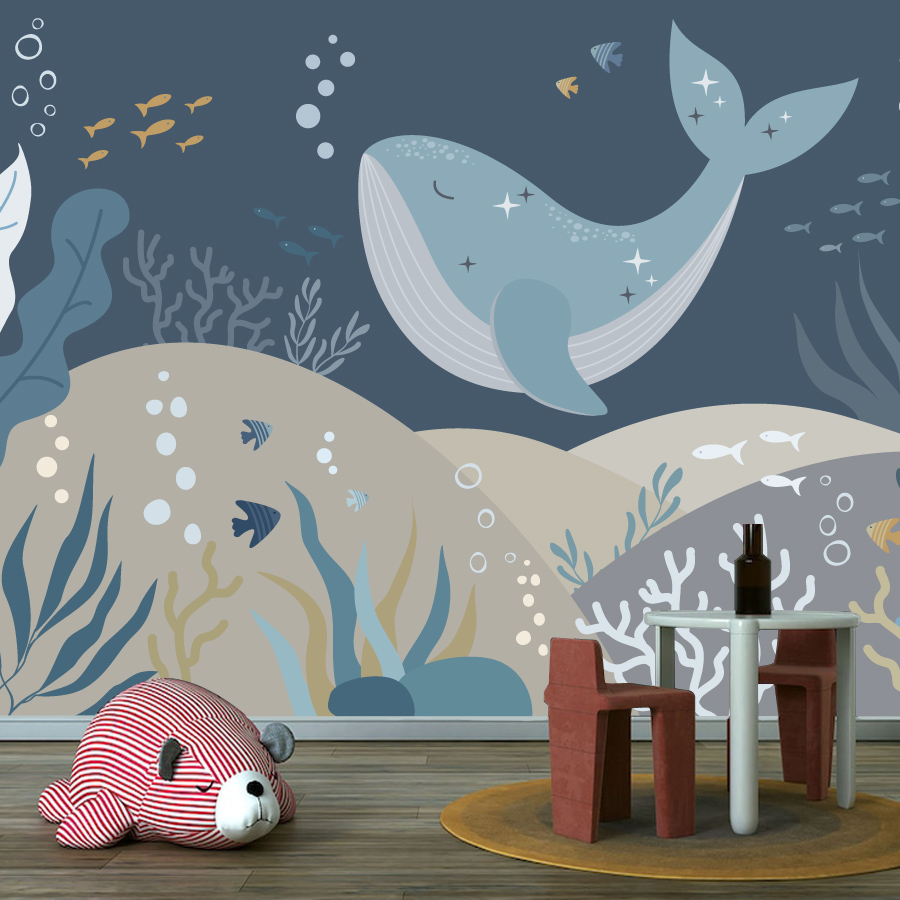 10種類以上の可愛い漫画のクジラの壁紙、寝室、海のテーマの保 - Baby Nursery Peel And Stick Wallpaper のレビューと価格