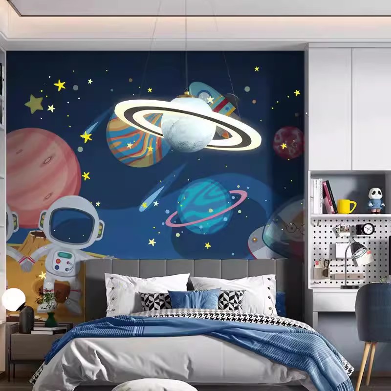 惑星ライト子供部屋シャンデリア LED 宇宙飛行士ガラスボー - Baby Nursery Chandelier のレビューと価格