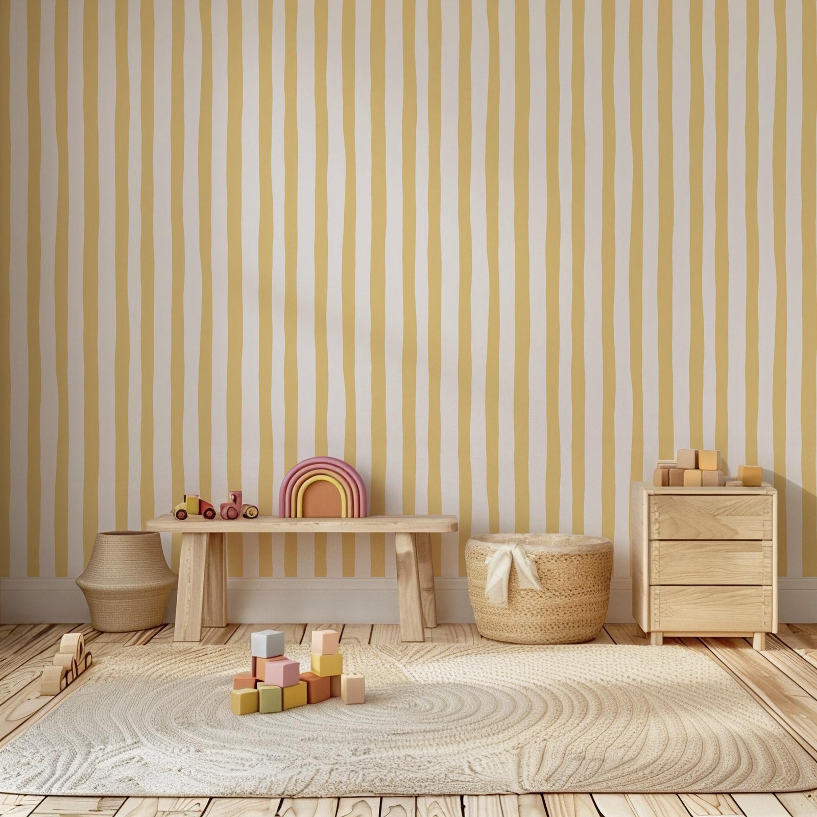 サンシャインイエローのゆらぎ模様の壁紙、剥がして貼るだけ、ソ - Baby Nursery Peel And Stick Wallpaper のレビューと価格