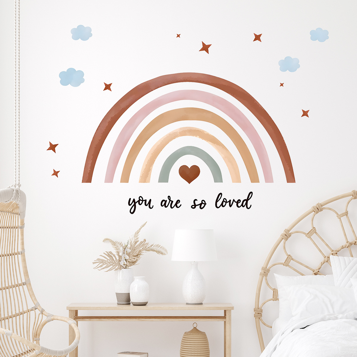 ボヘミアンレインボーウォールステッカー 剥がして貼る壁紙 女 - Baby Nursery Peel And Stick Wallpaper のレビューと価格