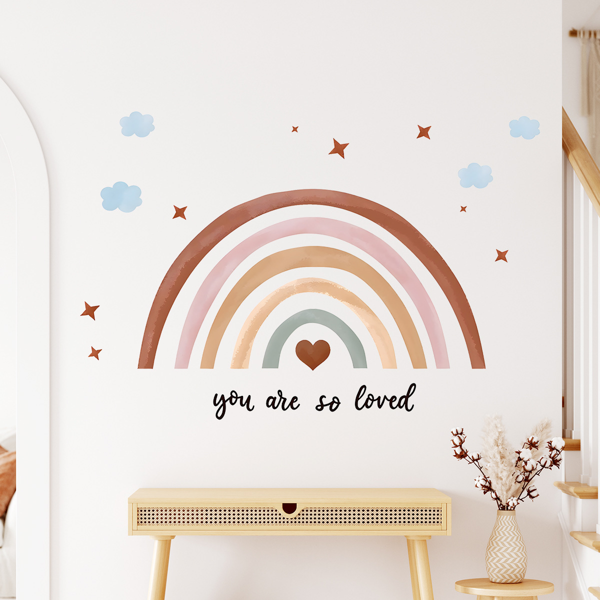 ボヘミアンレインボーウォールステッカー 剥がして貼る壁紙 女 - Baby Nursery Peel And Stick Wallpaper のレビューと価格