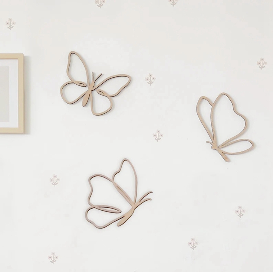 木製蝶の飾り、木製壁飾り、蝶の木製装飾、子供部屋、キッズウォ - Baby Nursery Products のレビューと価格