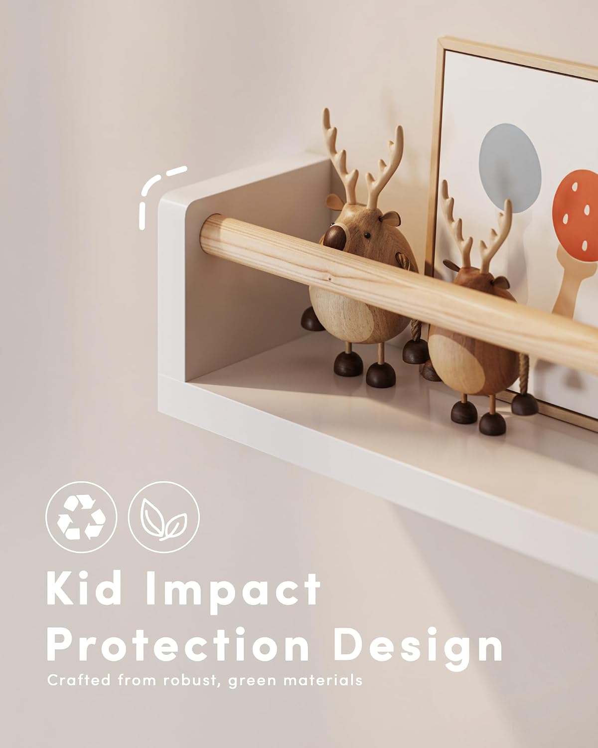 3段のフローティング子供用本棚、壁掛け式キッズブックシェルフ - Baby Nursery Shelves のレビューと価格