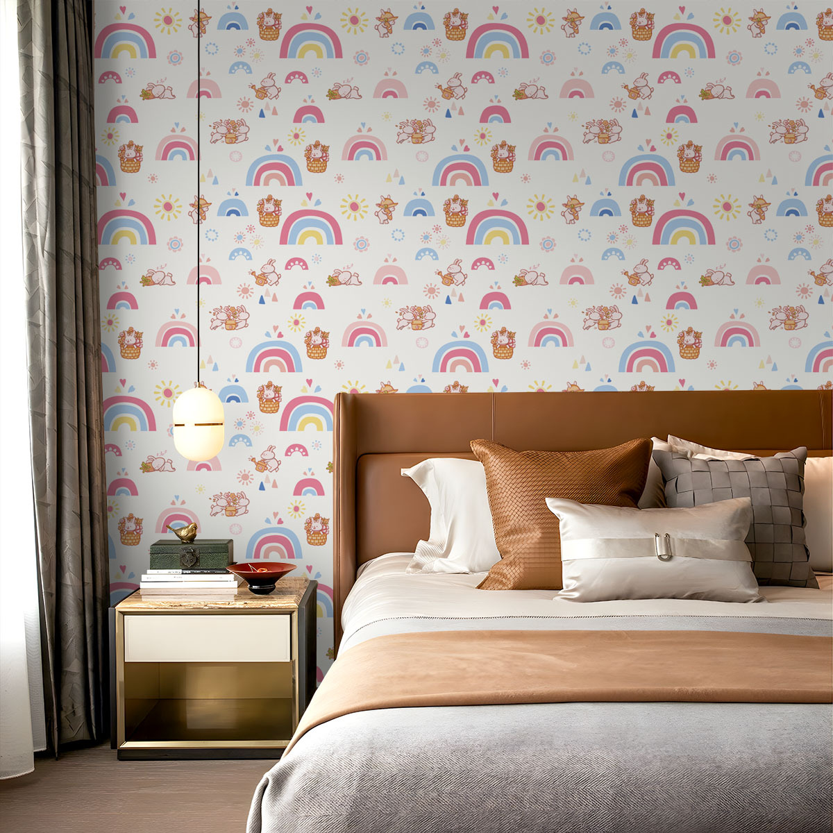 ボヘミアンレインボー キッズ スティックアンドピール壁紙 女 - Baby Nursery Peel And Stick Wallpaper のレビューと価格
