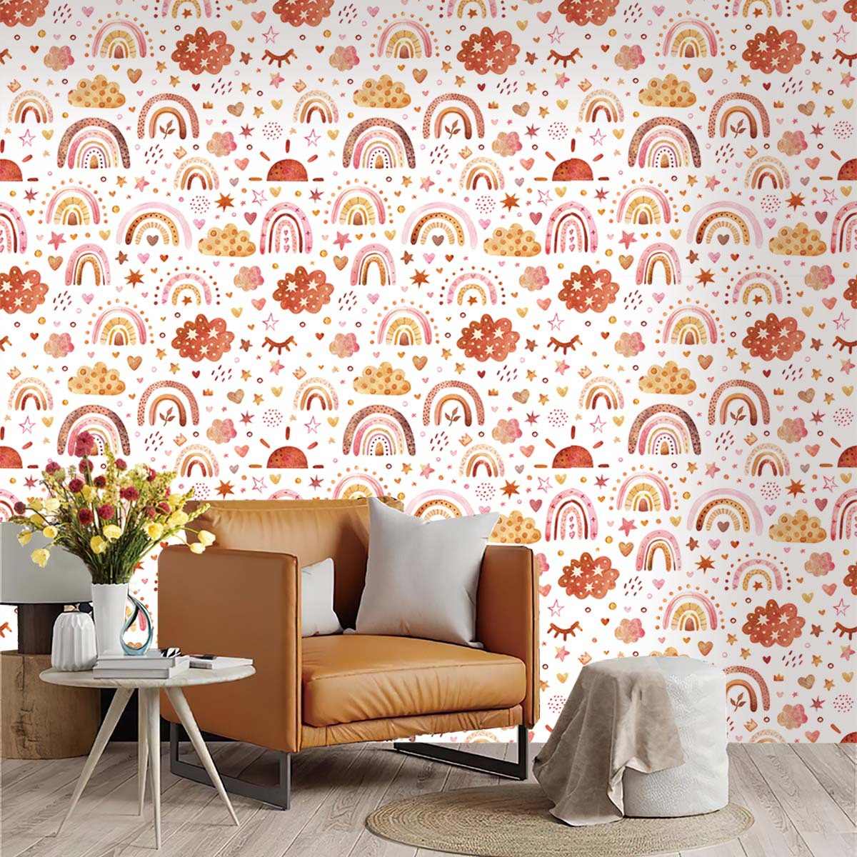 ボヘミアンレインボー キッズ スティックアンドピール壁紙 女 - Baby Nursery Peel And Stick Wallpaper のレビューと価格