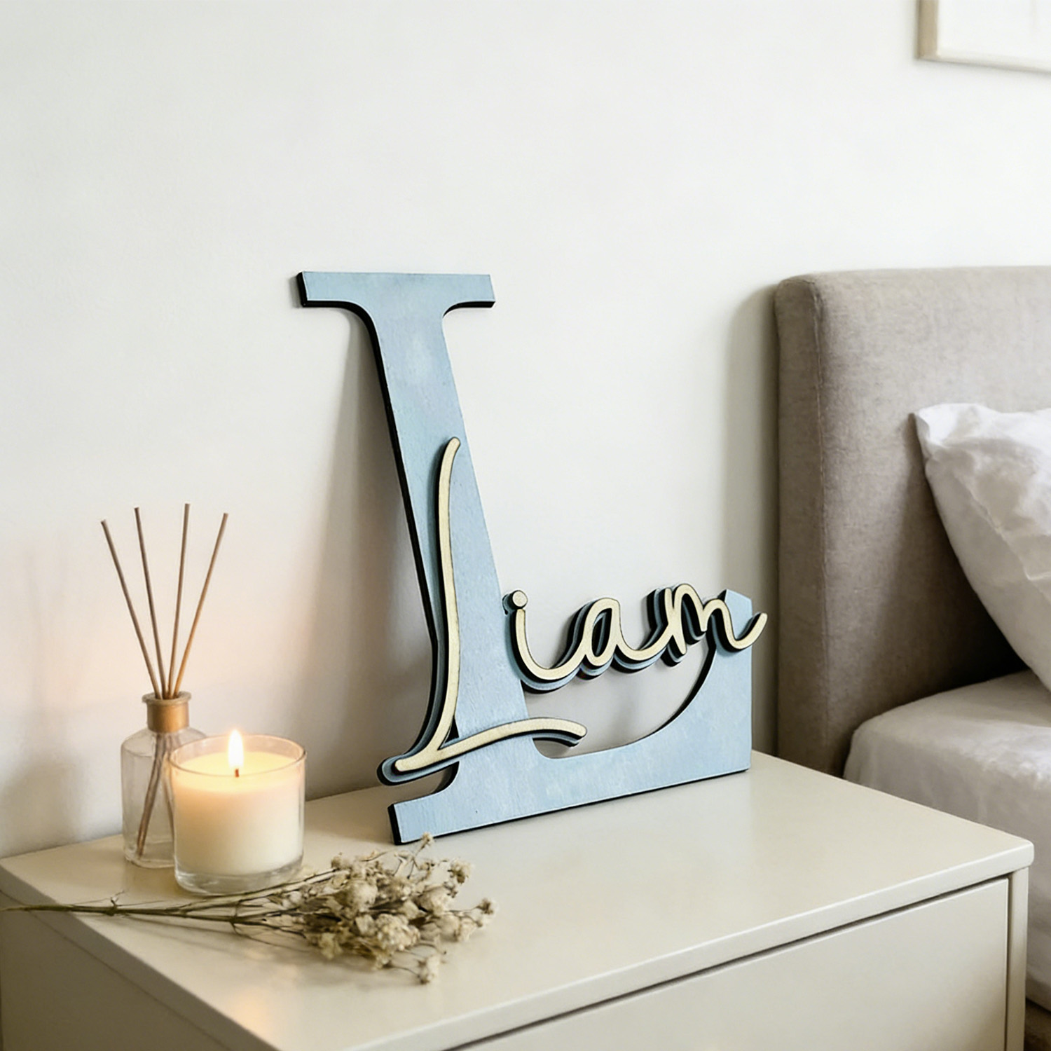 1個入りパーソナライズされた二層木製姓札、名前をカスタマイズ - Baby Nursery Decor Boy のレビューと価格