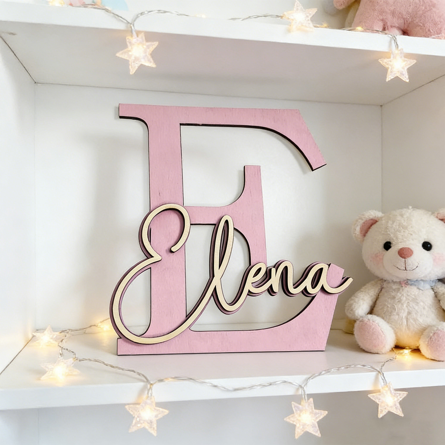 1個入りパーソナライズされた二層木製姓札、名前をカスタマイズ - Baby Nursery Decor Boy のレビューと価格