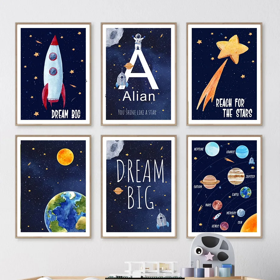 1pc キャンバス絵画カスタム名キッズルーム装飾壁アートプリ - Baby Nursery Posters のレビューと価格