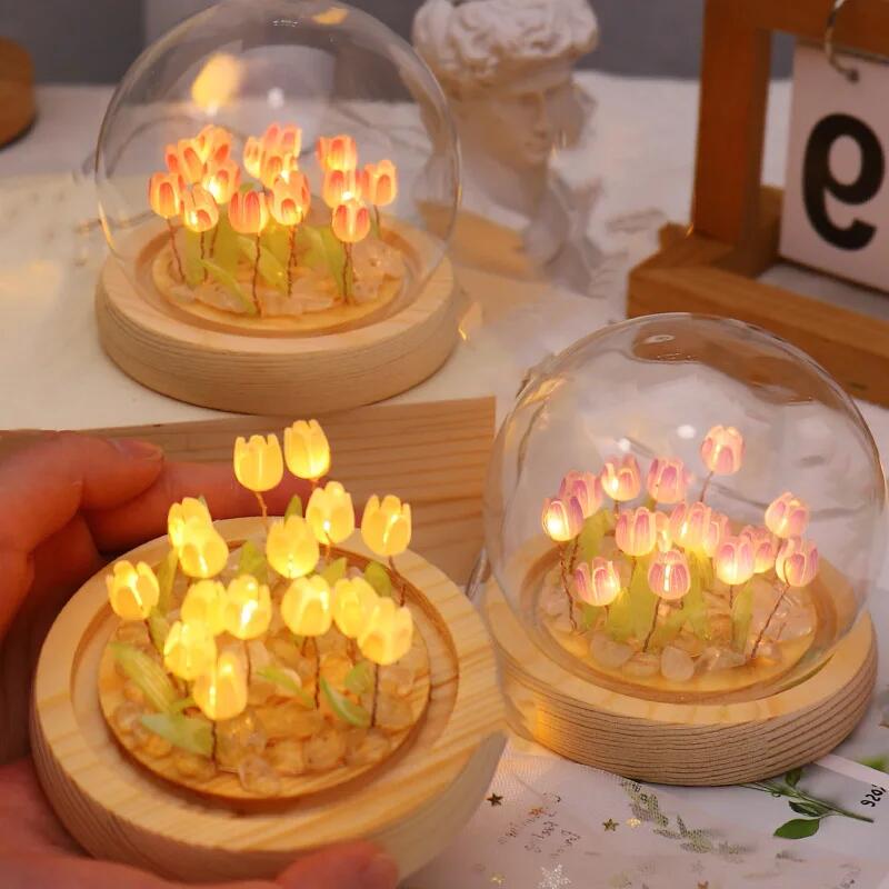 人工チューリップの花ナイトライト装飾品手作り DIY ベッド - Baby Nursery Egg Light のレビューと価格
