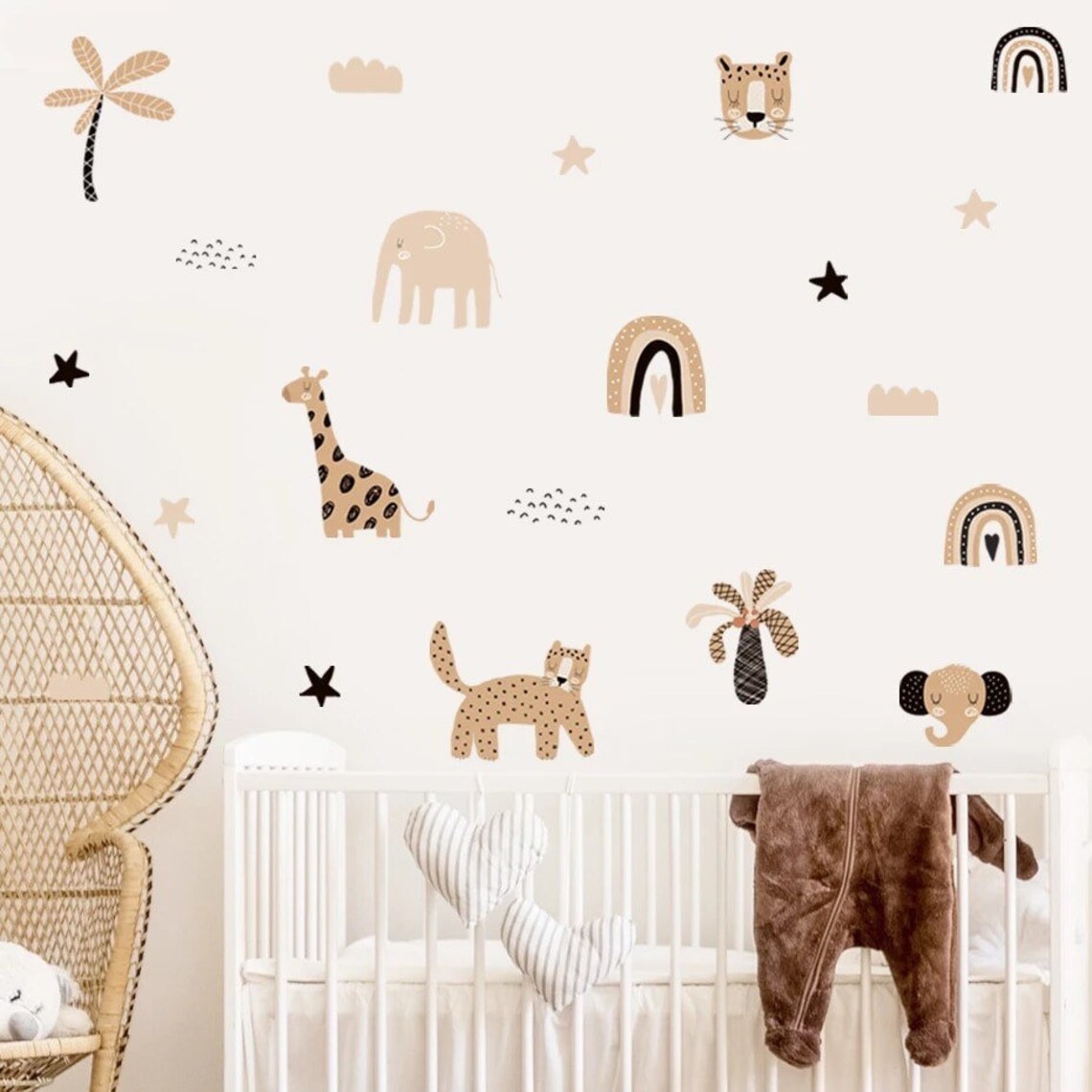 自由奔放に生きる漫画風レインボー星かわいい動物の顔水彩画保育 - Baby Nursery Decor Boy のレビューと価格